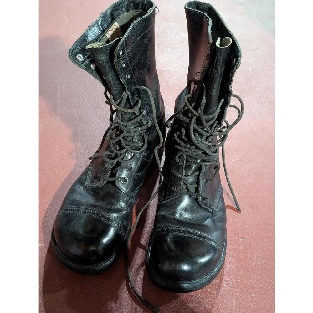 Vintage Vietnam Era Corcoran Black Leather Para-Trooper Lace-Up Boots Sz 7.5